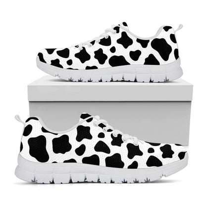 Black And White Cow Print White Running Shoes