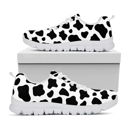 Black And White Cow Print White Running Shoes
