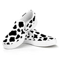 Black And White Cow Print White Slip On Sneakers