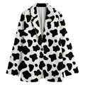 Black And White Cow Print Women's Cotton Blazer