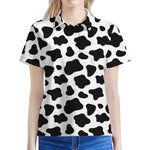 Black And White Cow Print Women's Polo Shirt