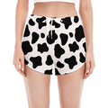 Black And White Cow Print Women's Split Running Shorts