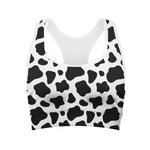 Black And White Cow Print Women's Sports Bra