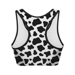 Black And White Cow Print Women's Sports Bra