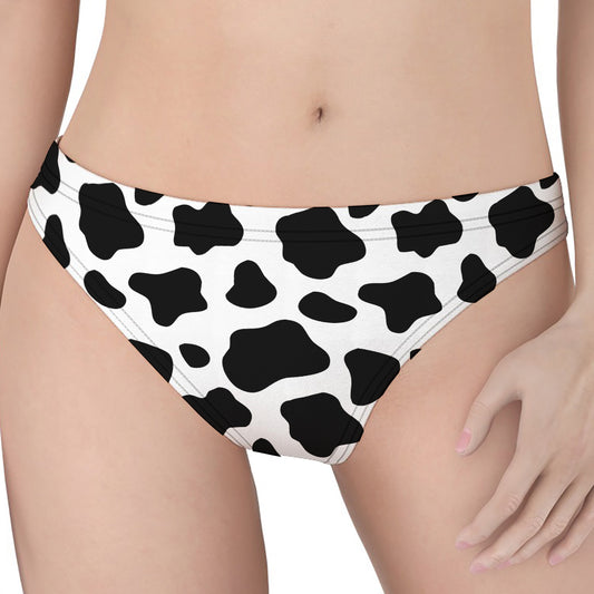 Black And White Cow Print Women's Thong