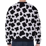 Black And White Cow Print Zip Sleeve Bomber Jacket