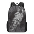 Black And White Crazy Donkey Print 17 Inch Backpack