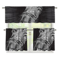 Black And White Crazy Donkey Print 3 Piece Kitchen Curtains