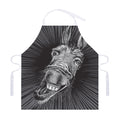 Black And White Crazy Donkey Print Adjustable Apron