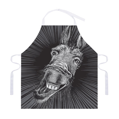 Black And White Crazy Donkey Print Adjustable Apron