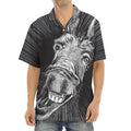 Black And White Crazy Donkey Print Aloha Shirt