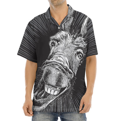 Black And White Crazy Donkey Print Aloha Shirt