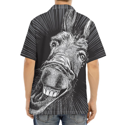 Black And White Crazy Donkey Print Aloha Shirt
