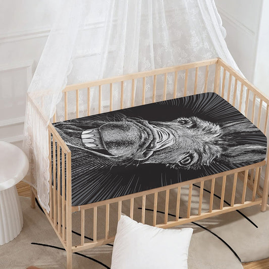 Black And White Crazy Donkey Print Baby Crib Sheet