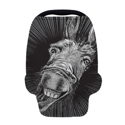 Black And White Crazy Donkey Print Baby Seat Cover