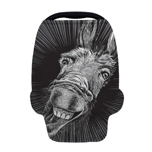 Black And White Crazy Donkey Print Baby Seat Cover