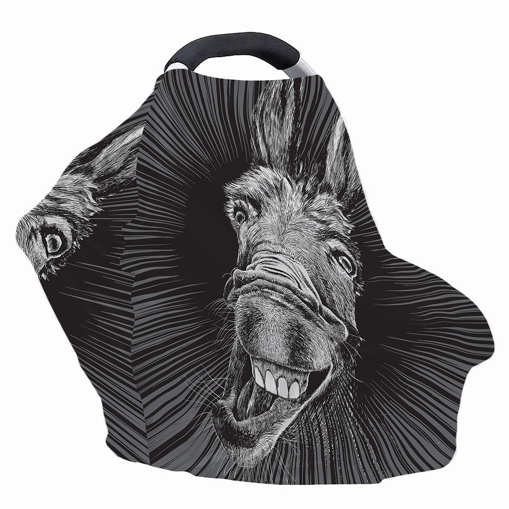 Black And White Crazy Donkey Print Baby Seat Cover