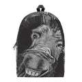 Black And White Crazy Donkey Print School Backpack