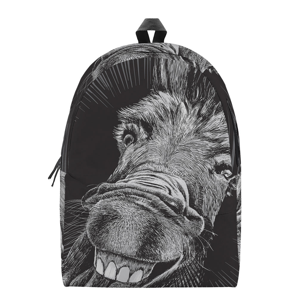 Black And White Crazy Donkey Print Backpack