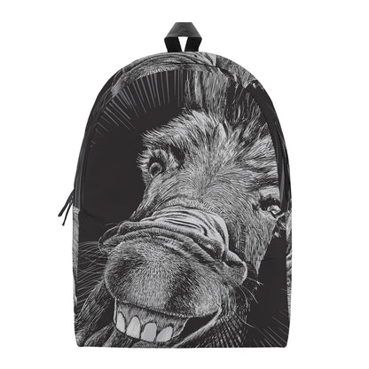 Black And White Crazy Donkey Print Backpack