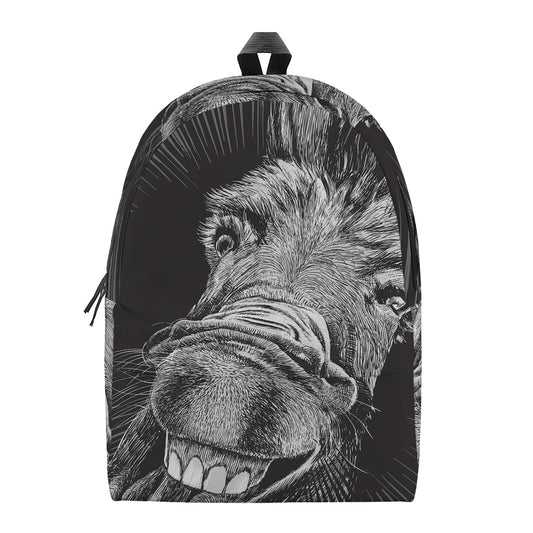 Black And White Crazy Donkey Print Backpack