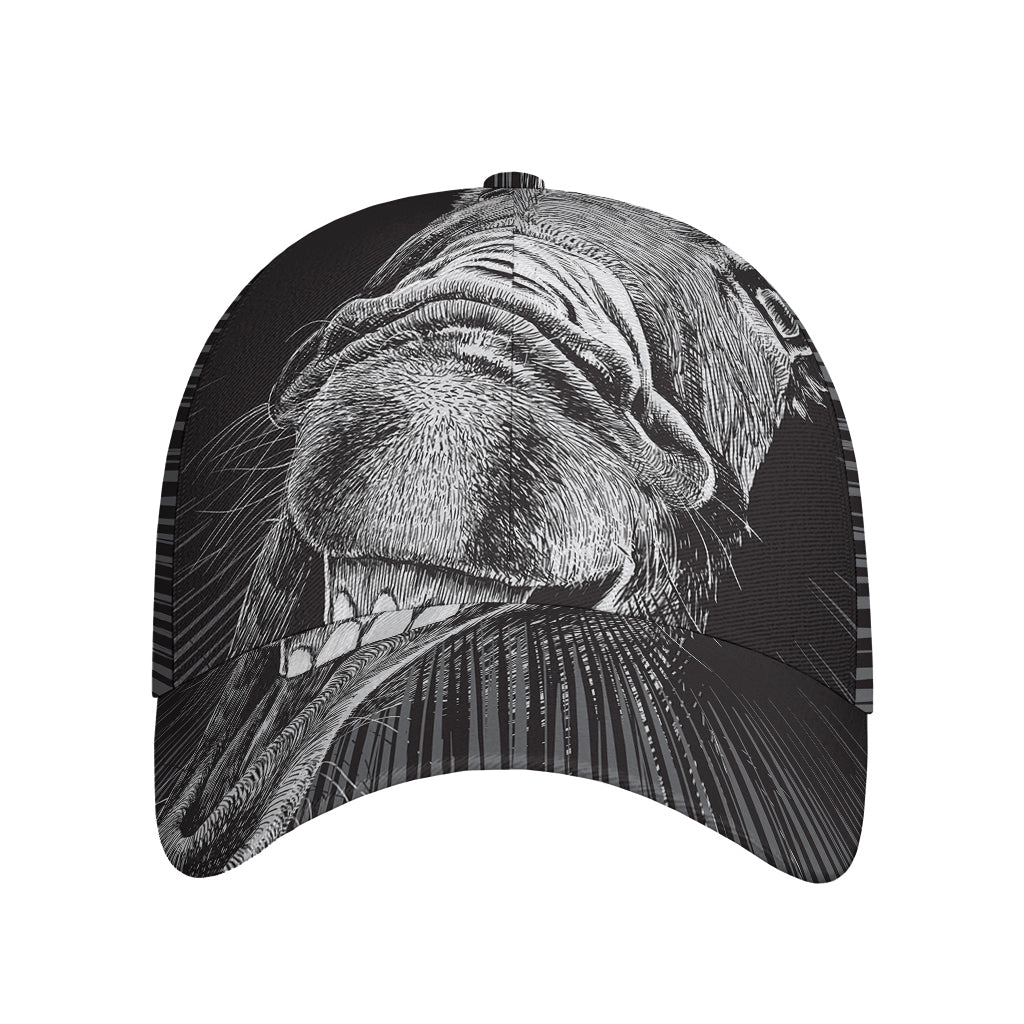 Black And White Crazy Donkey Print Baseball Cap