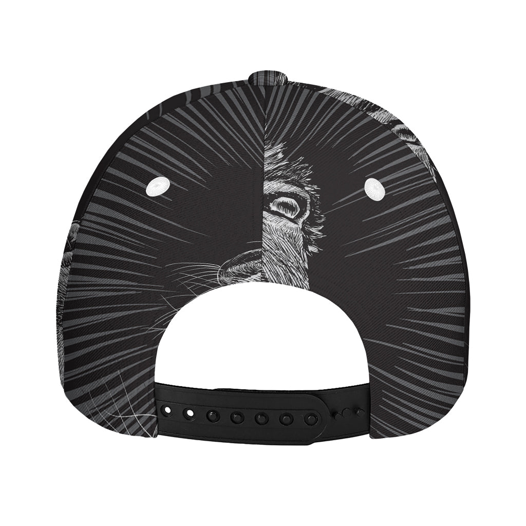 Black And White Crazy Donkey Print Baseball Cap