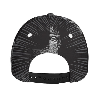 Black And White Crazy Donkey Print Baseball Cap