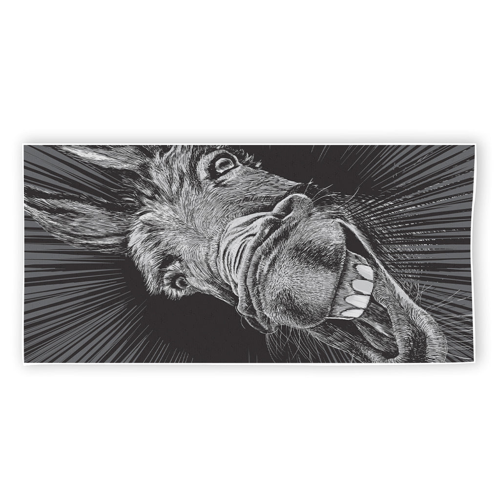 Black And White Crazy Donkey Print Beach Towel
