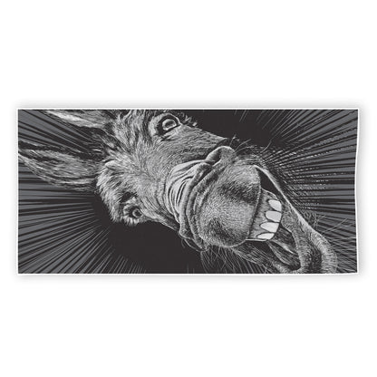 Black And White Crazy Donkey Print Beach Towel