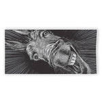 Black And White Crazy Donkey Print Beach Towel