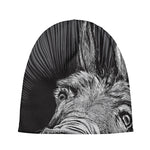 Black And White Crazy Donkey Print Beanie