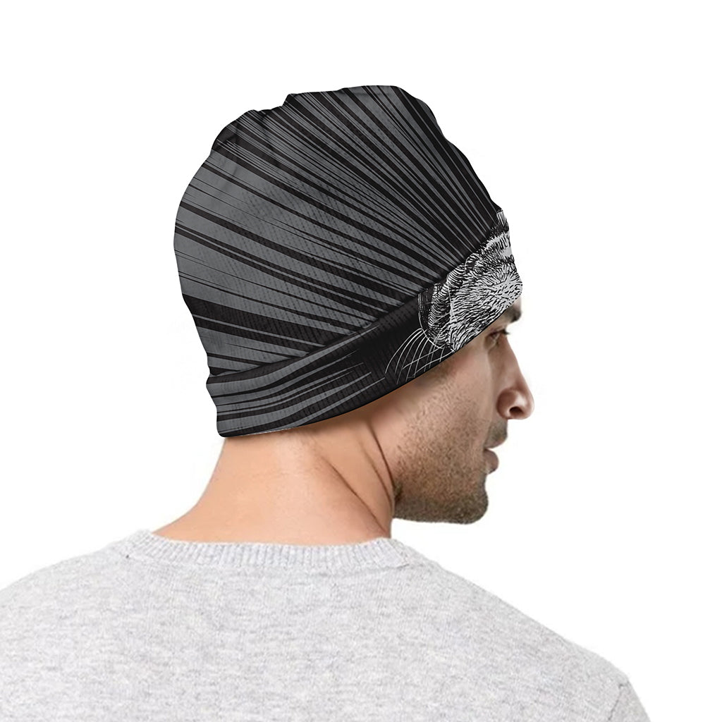 Black And White Crazy Donkey Print Beanie