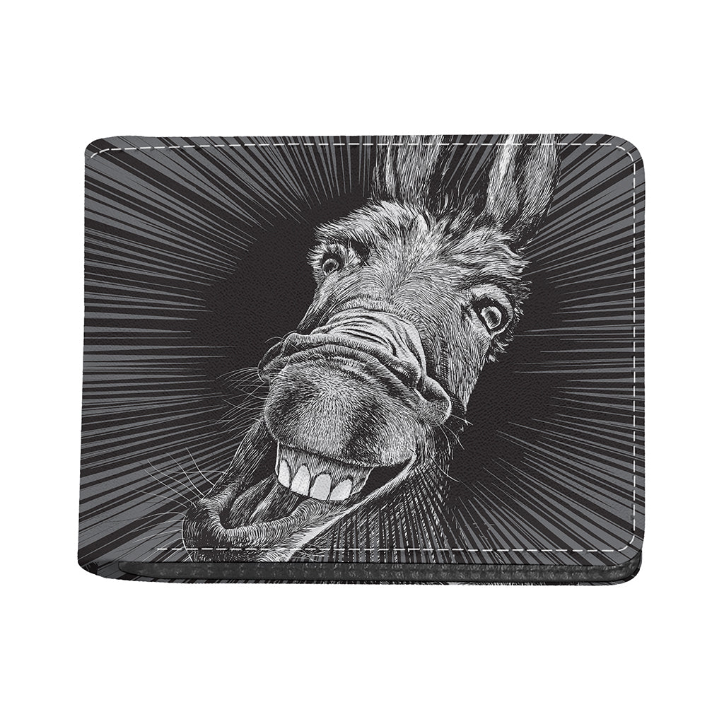 Black And White Crazy Donkey Print Bifold Wallet