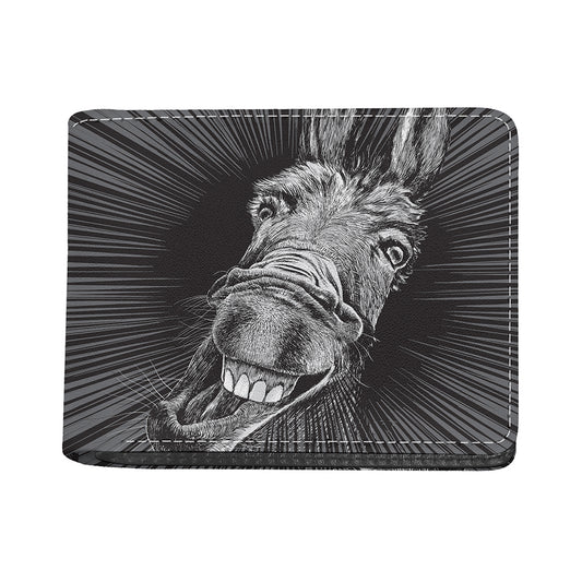 Black And White Crazy Donkey Print Bifold Wallet