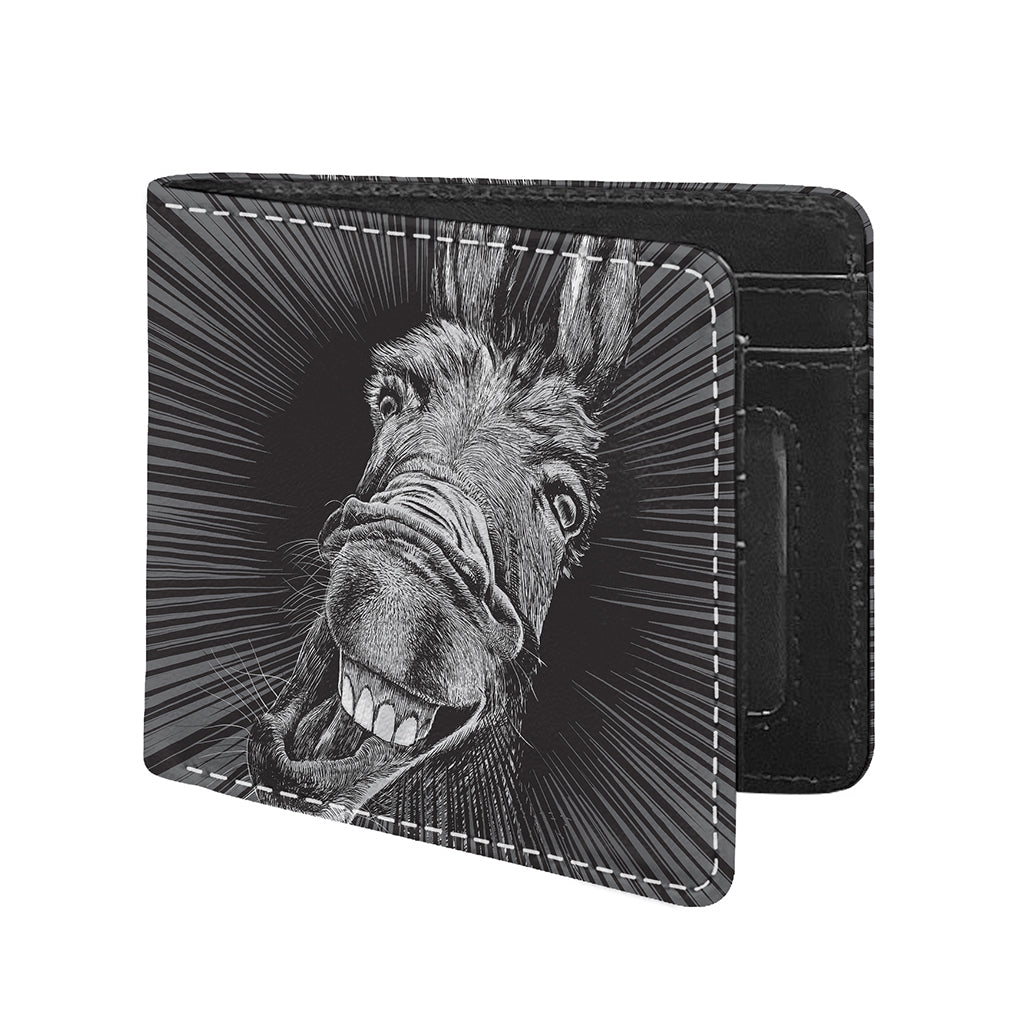 Black And White Crazy Donkey Print Bifold Wallet