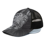 Black And White Crazy Donkey Print Black Mesh Trucker Cap