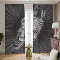Black And White Crazy Donkey Print Dimout Pencil Pleat Curtains