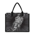 Black And White Crazy Donkey Print Canvas Tote Bag