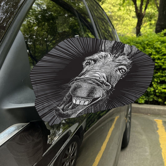 Black And White Crazy Donkey Print Car Side Mirror Covers