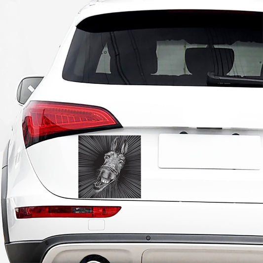Black And White Crazy Donkey Print Car Sticker