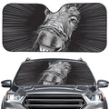 Black And White Crazy Donkey Print Car Windshield Sun Shade