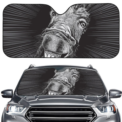 Black And White Crazy Donkey Print Car Windshield Sun Shade