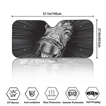Black And White Crazy Donkey Print Car Windshield Sun Shade