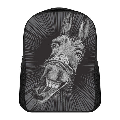 Black And White Crazy Donkey Print Casual Backpack
