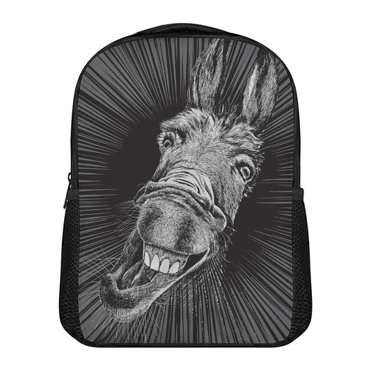 Black And White Crazy Donkey Print Casual Backpack