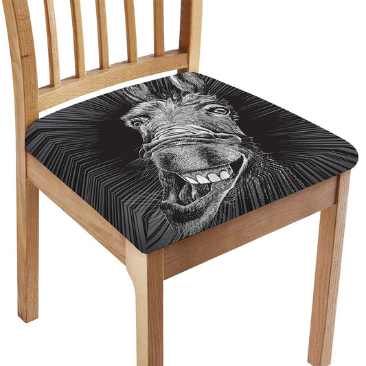Black And White Crazy Donkey Print Chair Cushion Cover