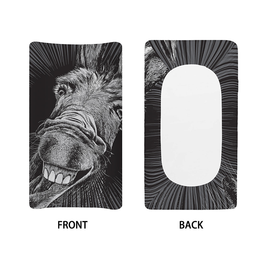 Black And White Crazy Donkey Print Changing Pad Cover