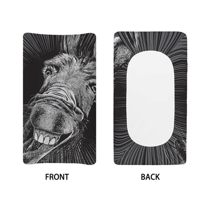 Black And White Crazy Donkey Print Changing Pad Cover