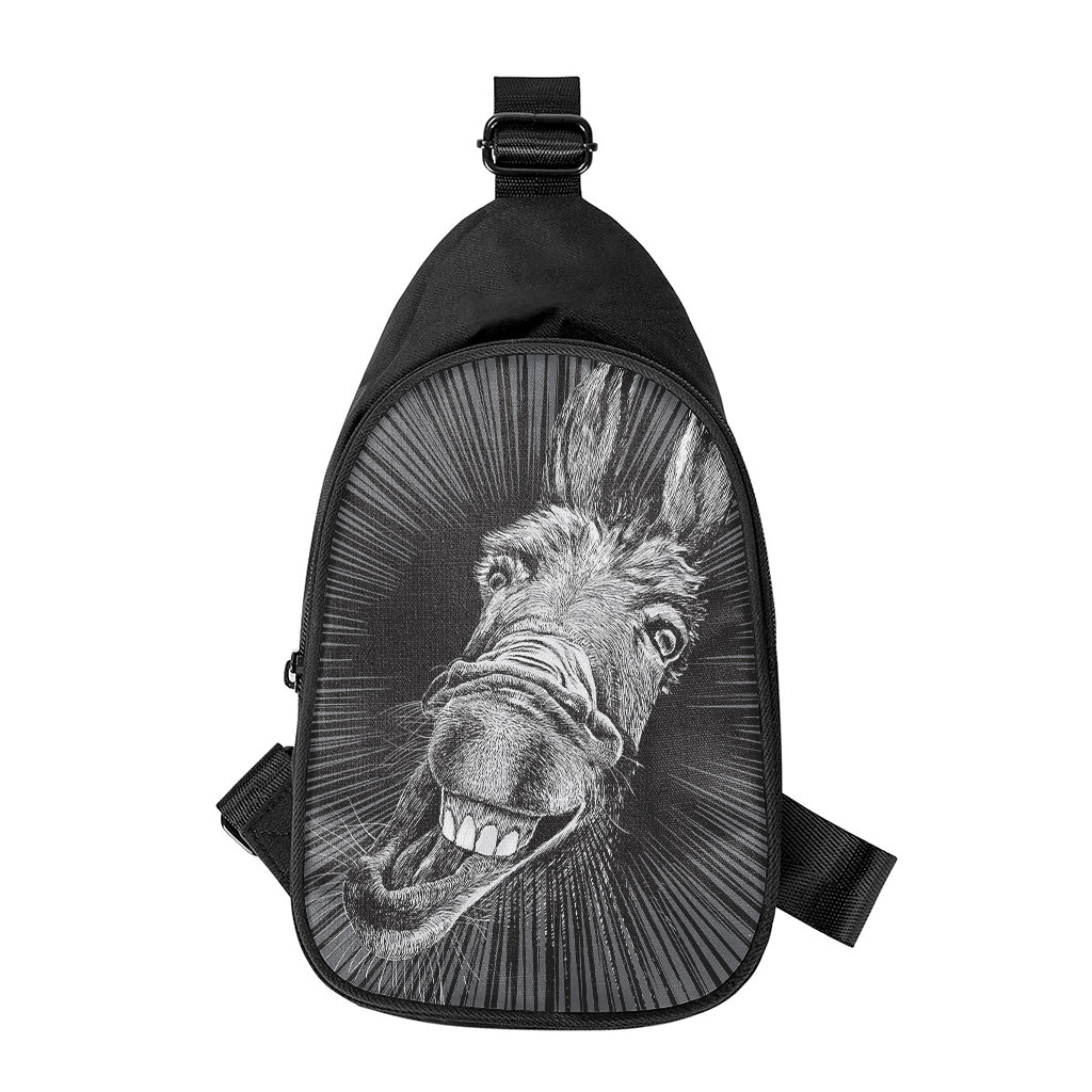 Black And White Crazy Donkey Print Chest Bag